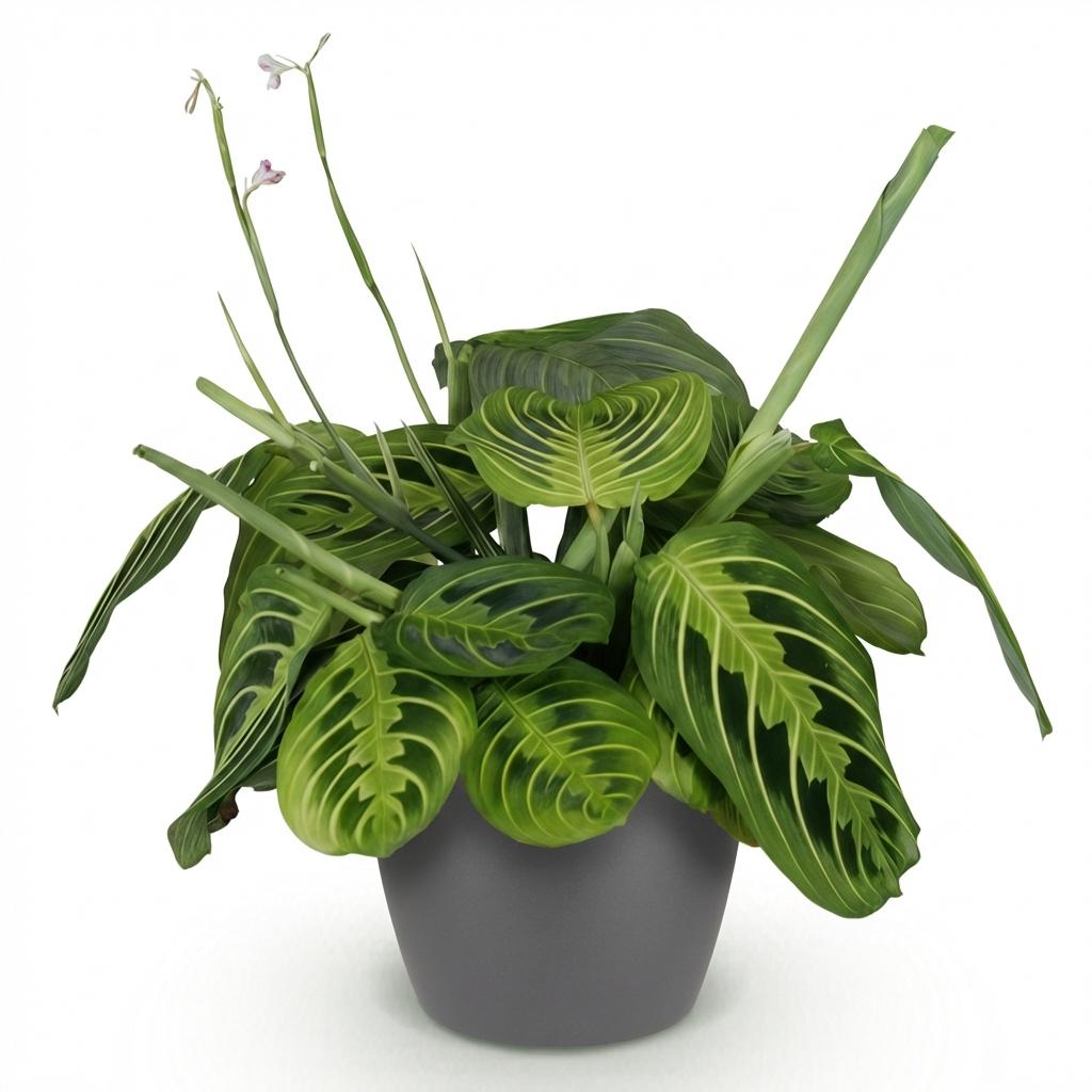 Maranta Fascinator Lemon Lime – Gebetspflanze – Haustierfreundlich – Inklusive grauem Topf – Topfgröße 12 cm – Höhe 25 cm