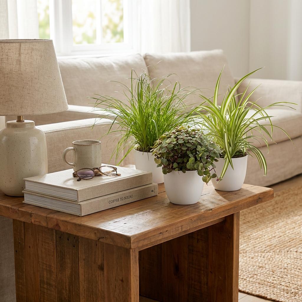Cyperus – Callisia – Chlorophytum – Mix van 3 – Huisdiervriendelijk – Inclusief witte pot – Potmaat 12 cm – Hoogte 20 cm