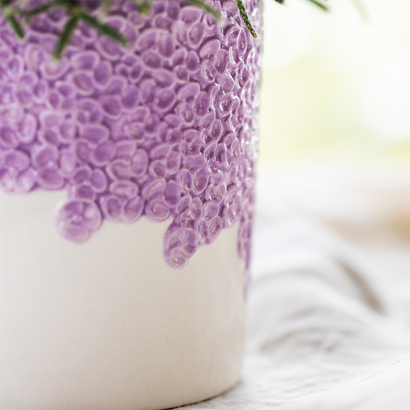Kolibri Orchids | Paarse Vienna orchidee + Bloom sierpot paars – potmaat Ø9cm | bloeiende kamerplant – vers van de kweker