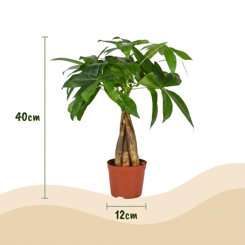 Pachira aquatica – Geldbaum – Wenig Pflege – Topfgröße 12 cm – Höhe 40–50 cm