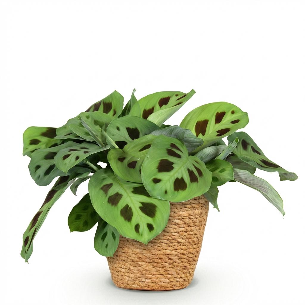 Maranta Fascinator Kerchoveana – Zebrapflanze – Tierfreundlich – Inklusive Korb – Topfgröße 12 cm – Höhe 25 cm