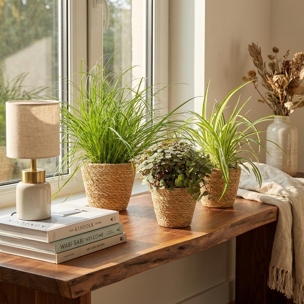 Cyperus – Callisia – Chlorophytum – Mix van 3 – Huisdiervriendelijk – Inclusief mand – Potmaat 12 cm – Hoogte 20 cm